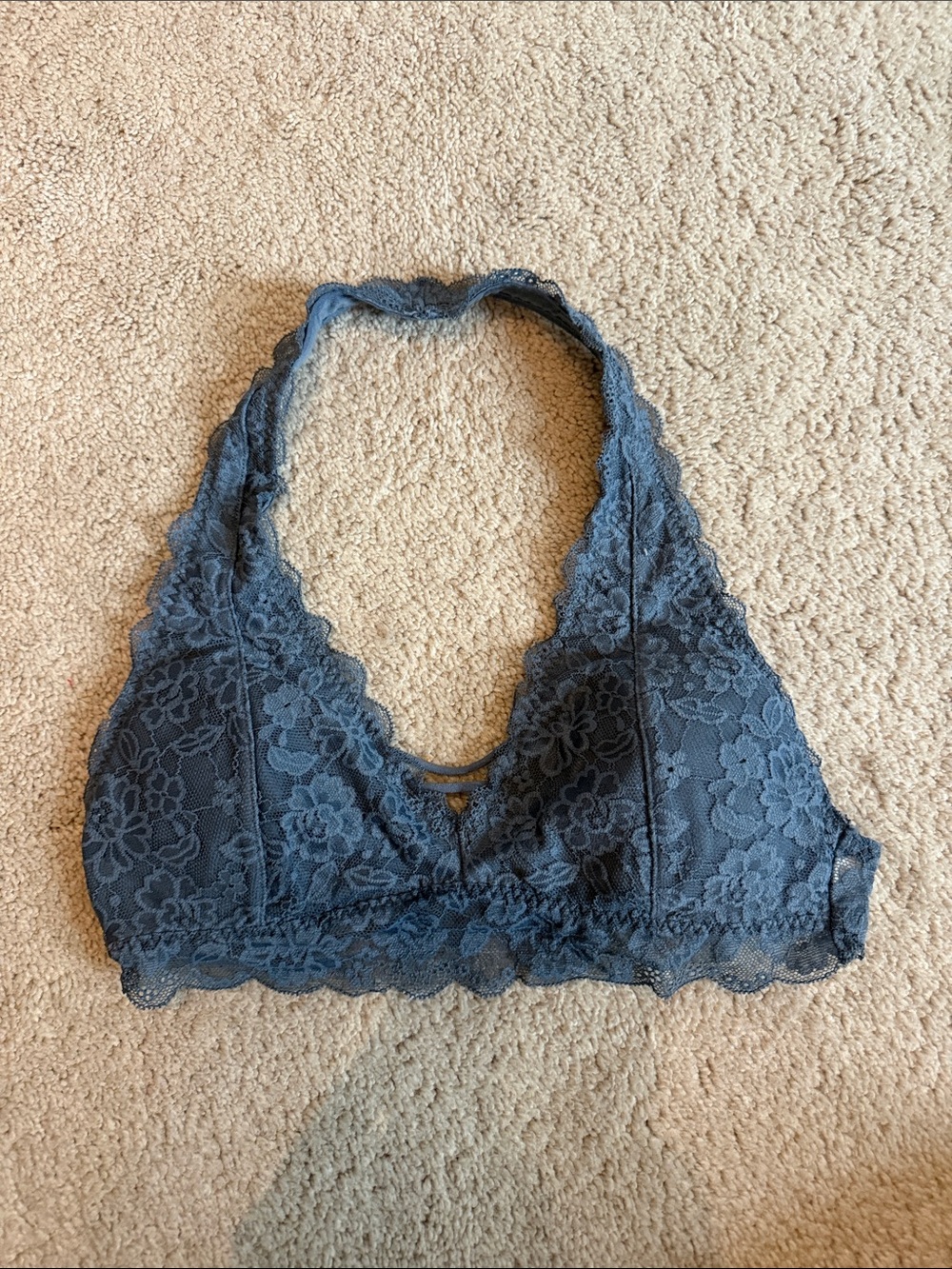 Gilly Hicks Lace Halter Bralette in Slate Blue